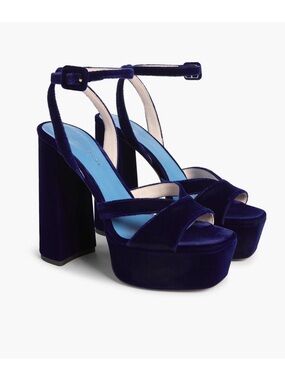 Hill House Navy Velvet Platforms Never Worn